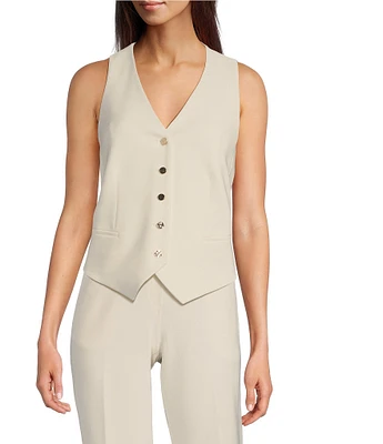 Anne Klein Heavy Urban Stretch Button Front Vest
