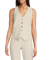 Anne Klein Heavy Urban Stretch Button Front Vest