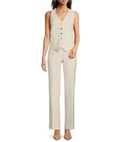 Anne Klein Heavy Urban Stretch Button Front Vest