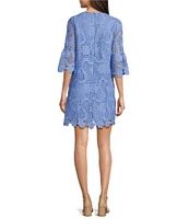 Anne Klein Lace Square Neck 3/4 Sleeve Shift Mini Dress