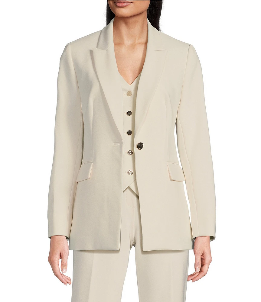 Anne Klein Liberty Stretch Notch Collar One Button Blazer