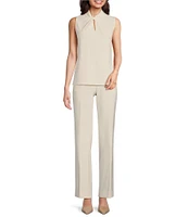 Anne Klein Moss Crepe Keyhole Twist Neck Sleeveless Top