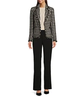 Anne Klein Nailhead Tweed Notch Lapel One Button Blazer