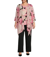 Anne Klein Plus Open Front Oversized Sheer Cardigan