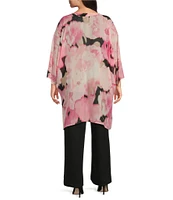 Anne Klein Plus Open Front Oversized Sheer Cardigan