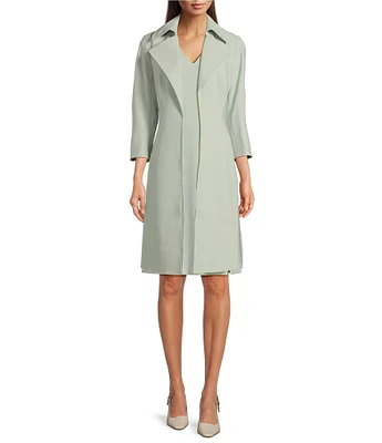 Anne Klein Peak Lapel Notch Collar Long Sleeves Topper Urban Stretch Jacket
