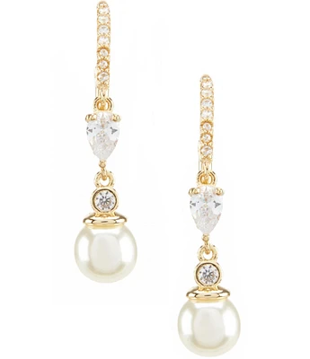 Anne Klein Faux-Pearl Crystal Drop Earrings