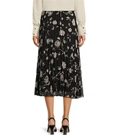 Anne Klein Pleated Chiffon Pull-On Midi Skirt