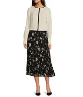 Anne Klein Pleated Chiffon Pull-On Midi Skirt