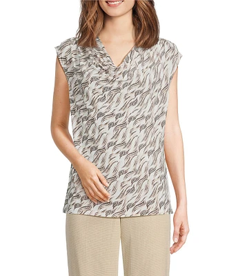 Anne Klein Pleated Cowl Neck Sleeveless Top