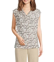 Anne Klein Pleated Cowl Neck Sleeveless Top