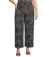 Anne Klein Plus Printed High Rise Wide Leg Ankle Pants