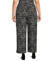 Anne Klein Plus Printed High Rise Wide Leg Ankle Pants