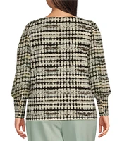 Anne Klein Plus Size Bateau Neck Bishop Sleeve Blouse