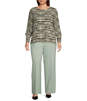 Anne Klein Plus Size Bateau Neck Bishop Sleeve Blouse
