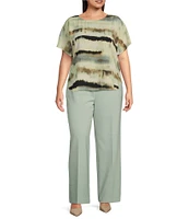 Anne Klein Plus Size Bateau Neck Short Sleeve Printed Blouse