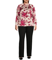 Anne Klein Plus Size Collection Compression Stretch Knit Straight Wide-Leg Pull On Trouser Pants