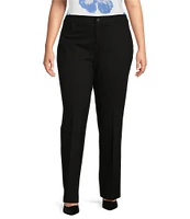 Anne Klein Plus Size Compression Stretch Knit Straight Wide-Leg Trouser Pant