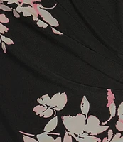 Anne Klein Plus Size Floral Long Sleeve V-Neck Faux Wrap Top