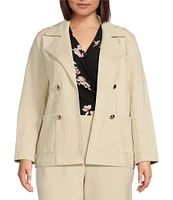 Anne Klein Plus Size French Terry Notch Collar Faux Double Breasted Jacket