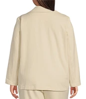 Anne Klein Plus Size French Terry Notch Collar Faux Double Breasted Jacket