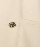 Anne Klein Plus Size French Terry Notch Collar Faux Double Breasted Jacket