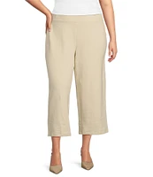 Anne Klein Plus Size French Terry Pull On Wide Leg Crop Trousers