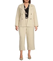 Anne Klein Plus Size French Terry Pull On Wide Leg Crop Trousers