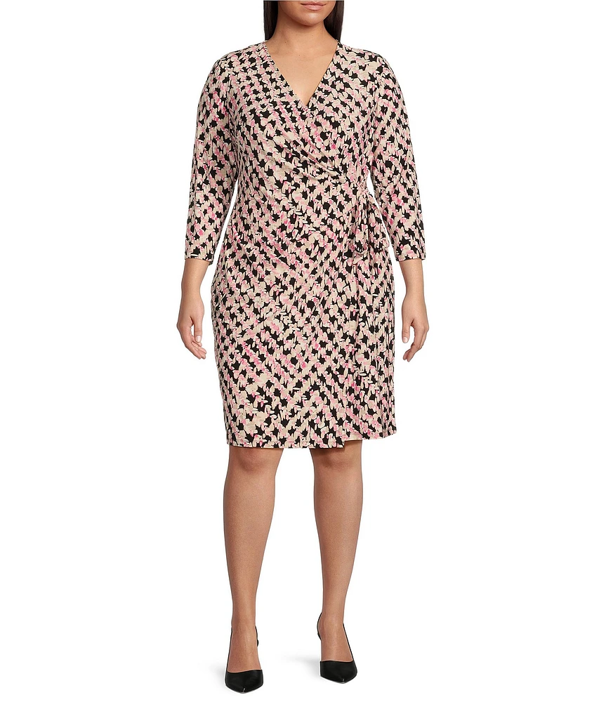Anne Klein Plus Size Long Sleeve Faux Wrap Dress
