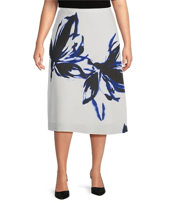 Anne Klein Plus Size Pull On Bias Midi Skirt