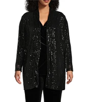 Anne Klein Plus Size Sequin Drape Front Cardigan Jacket