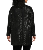 Anne Klein Plus Size Sequin Drape Front Cardigan Jacket