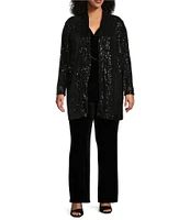 Anne Klein Plus Size Sequin Drape Front Cardigan Jacket