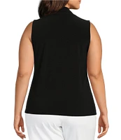 Anne Klein Plus Size Sleeveless Jersey Knit Pleated V-Neck Shell