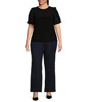 Anne Klein Plus Size Super Stretch High-Rise Wide-Leg Pull On Jean