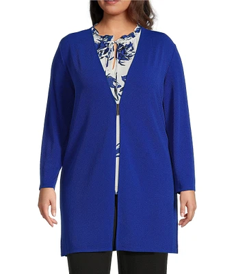 Anne Klein Plus Size Textured Crepe Hardware Cardigan