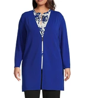Anne Klein Plus Size Textured Crepe Hardware Cardigan