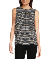 Anne Klein Printed Scoop Neckline Sleeveless Tank