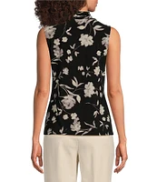 Anne Klein Printed Triple Pleat V-Neck Sleeveless Top