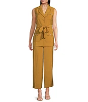 Anne Klein Pull-On Pleat Front Wide Leg Ankle Pants