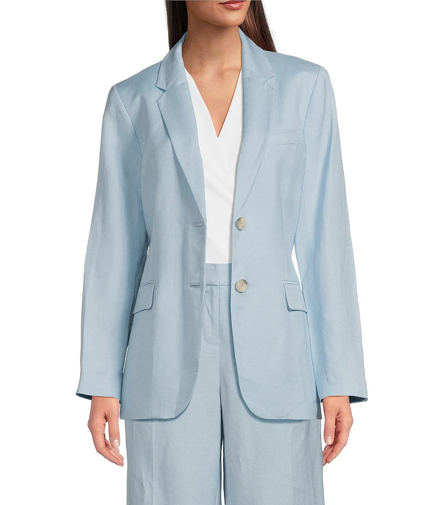 Anne Klein Refined Linen Notch Collar 2- Button Jacket