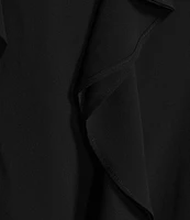 Anne Klein Round Collar Long Sleeves Ruffe Front and Sleeve Tie Front Blouse