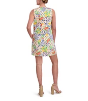 Anne Klein Round Neck Sleeveless Lemon Fruit Print Scuba Shift Dress