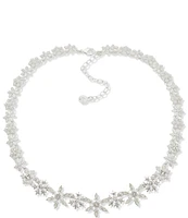 Anne Klein Silver Tone Crystal Snowflake Collar Necklace