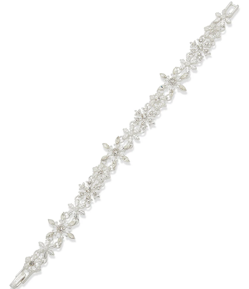 Anne Klein Silver Tone Crystal Snowflake Line Flex Line Bracelet