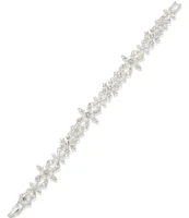 Anne Klein Silver Tone Crystal Snowflake Line Flex Line Bracelet