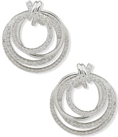 Anne Klein Silver Tone CZ Interlocking Open Orbital Drop Earrings