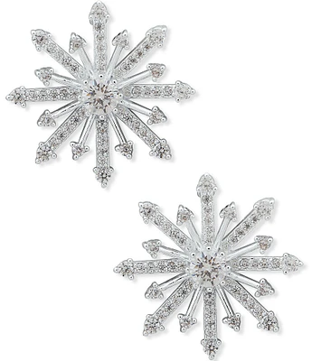 Anne Klein Silver Tone CZ Star Stud Earrings