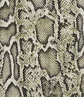 Anne Klein Snake Print Round Neck Pleated Short Sleeve Blouse