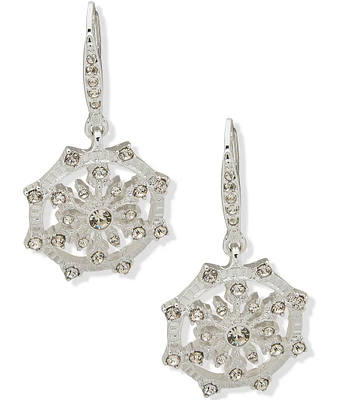 Anne Klein Snowflake Silver Tone Crystal Orbital Drop Earrings